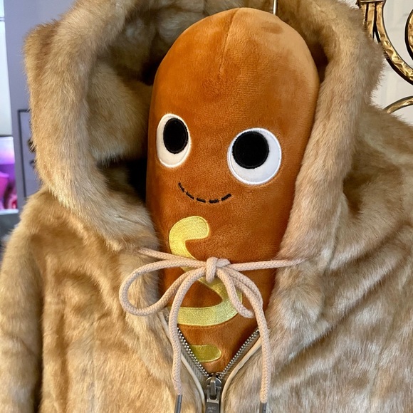 Corn dog faux mink hoodie coat from Alec Les Filles, XL - Picture 3 of 5